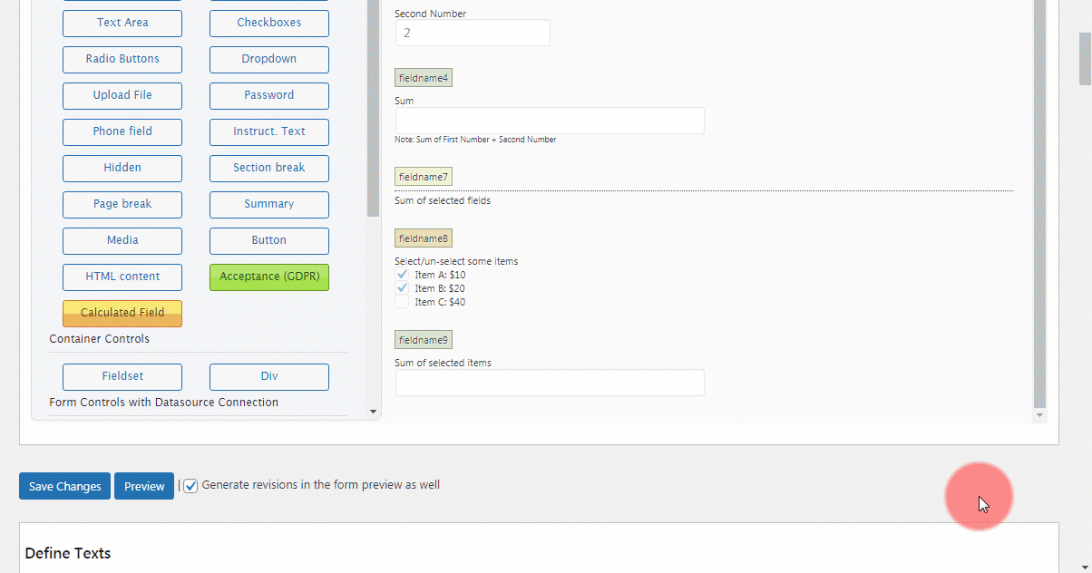 Calculated Fields Form Onclick Event